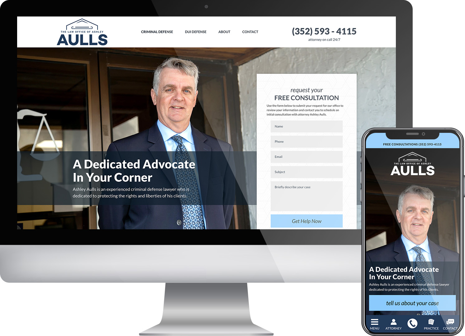 Aulls Law - Website screenshots
