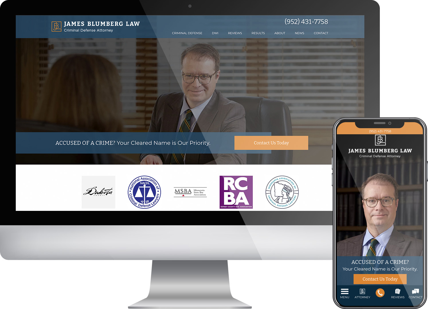 James Blumberg Law - Website screenshots