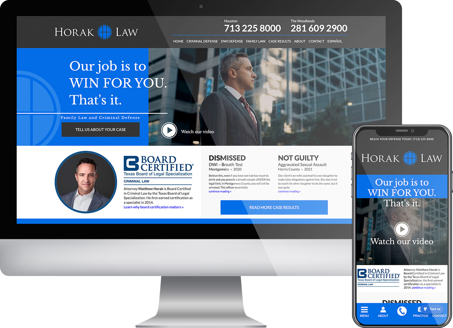 Horak Law - Website screenshots