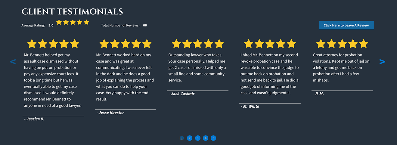 client reviews example screenshot